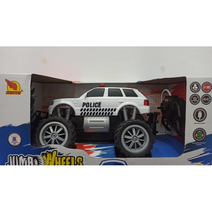 80022  Uzaktan Kumandalı Jumbo Wheels Usb Şarjlı Işıklı Polis Arabası 1:18