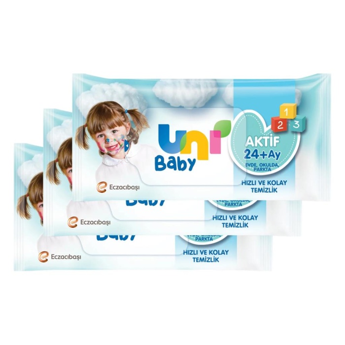   Uni Baby Aktif Islak Cep Mendili 3lü 45 Yaprak