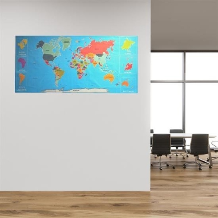  Renkli Atlas Dünya Haritası Manyetik Yapıştırıcı Gerektirmeyen Duvar Stickerı 118 CM * 56 CM