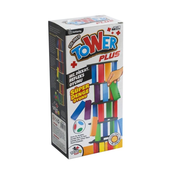   7317 Renkli Plus Tower Süper Denge Oyunu 54 Adet -Totteriq