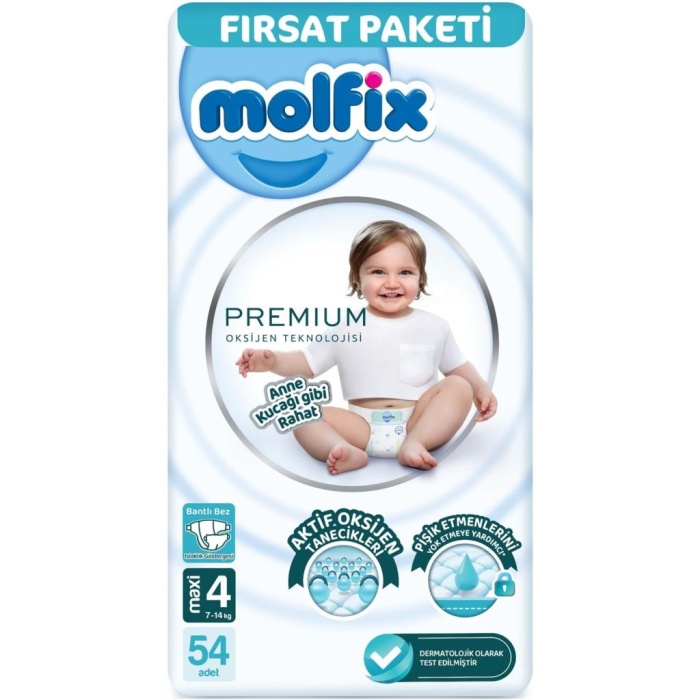    Molfix Premium Bebek Bezi Fırsat Paketi 4 Beden 7-14 Kg 54 Adet