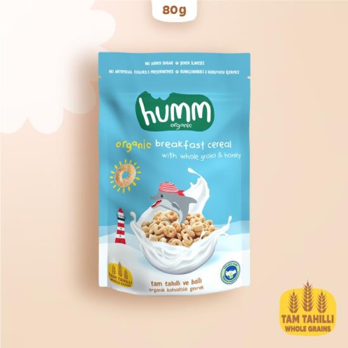    Humm Organik Tam Tahıllı ve Ballı Kahvaltılık Gevrek 80 Gr