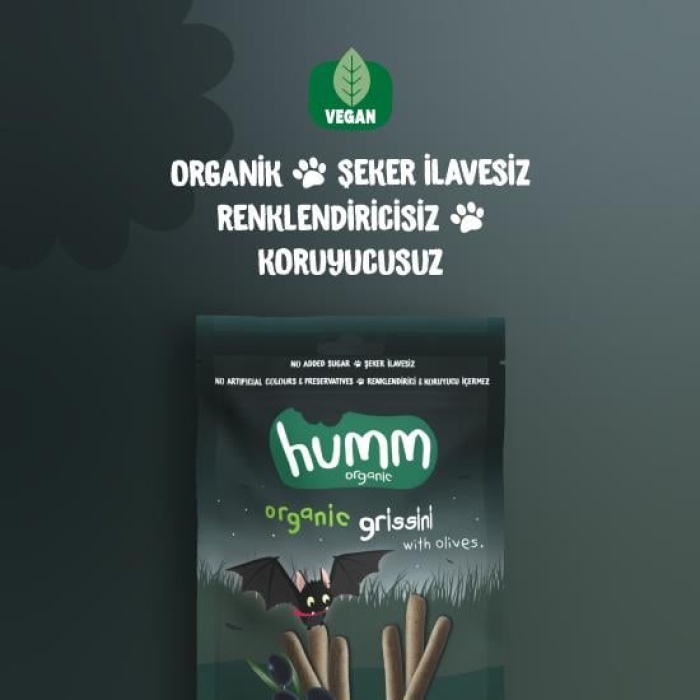    Humm Organik Vegan Zeytinli Grissini 55 Gr