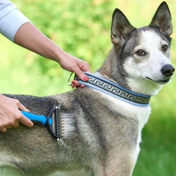 TOPTANBULURUM  Plastik Saplı Metal Kedi Köpek Bakım Kıtık Tüy Topak Açıcı Tarak