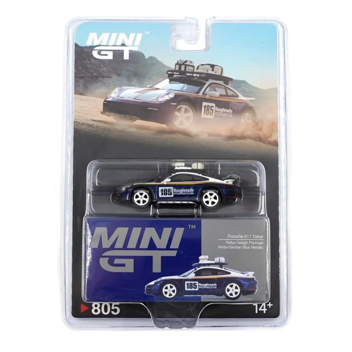 Nessiworld Mini GT 1/64 Porsche 911 Dakar Rallye Design Package White/Gentian Blue Metallic Blister Paket