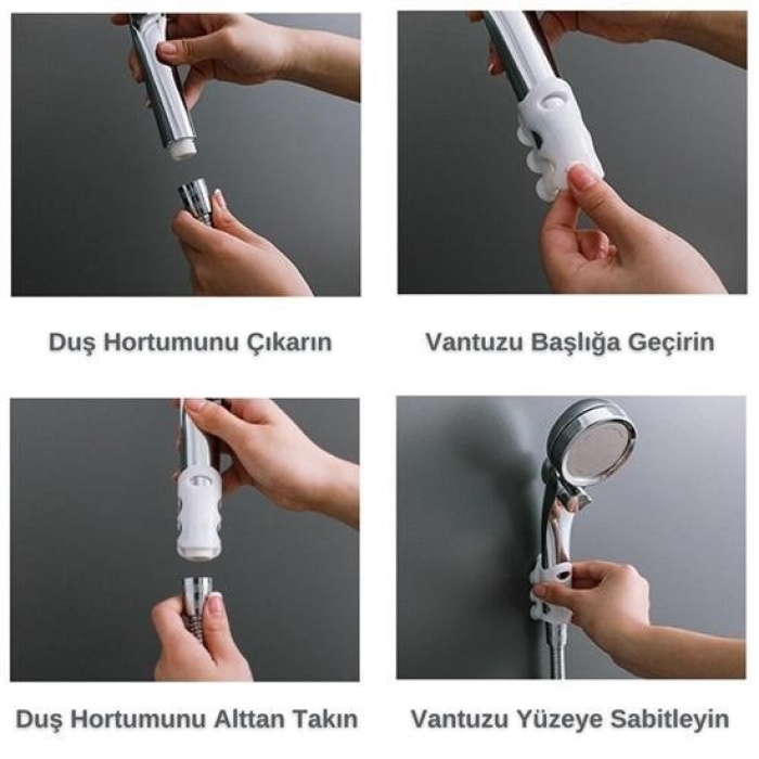 TOPTANBULURUM Banyo Duş Başlığı Tutucu Silikon Güçlü Vantuz Vakum Aparatı