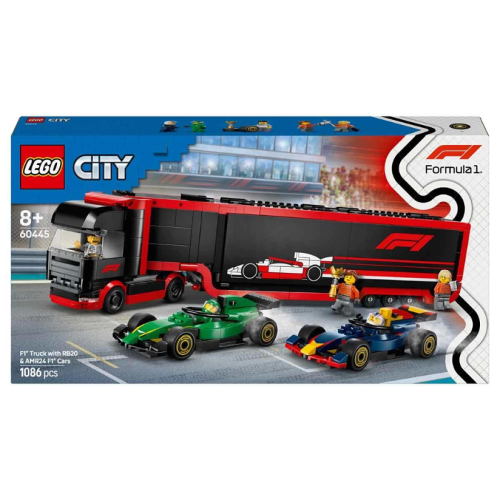 Nessiworld LEGO City RB20 ve AMR24 F1 Arabalı F1 Kamyonu 60445