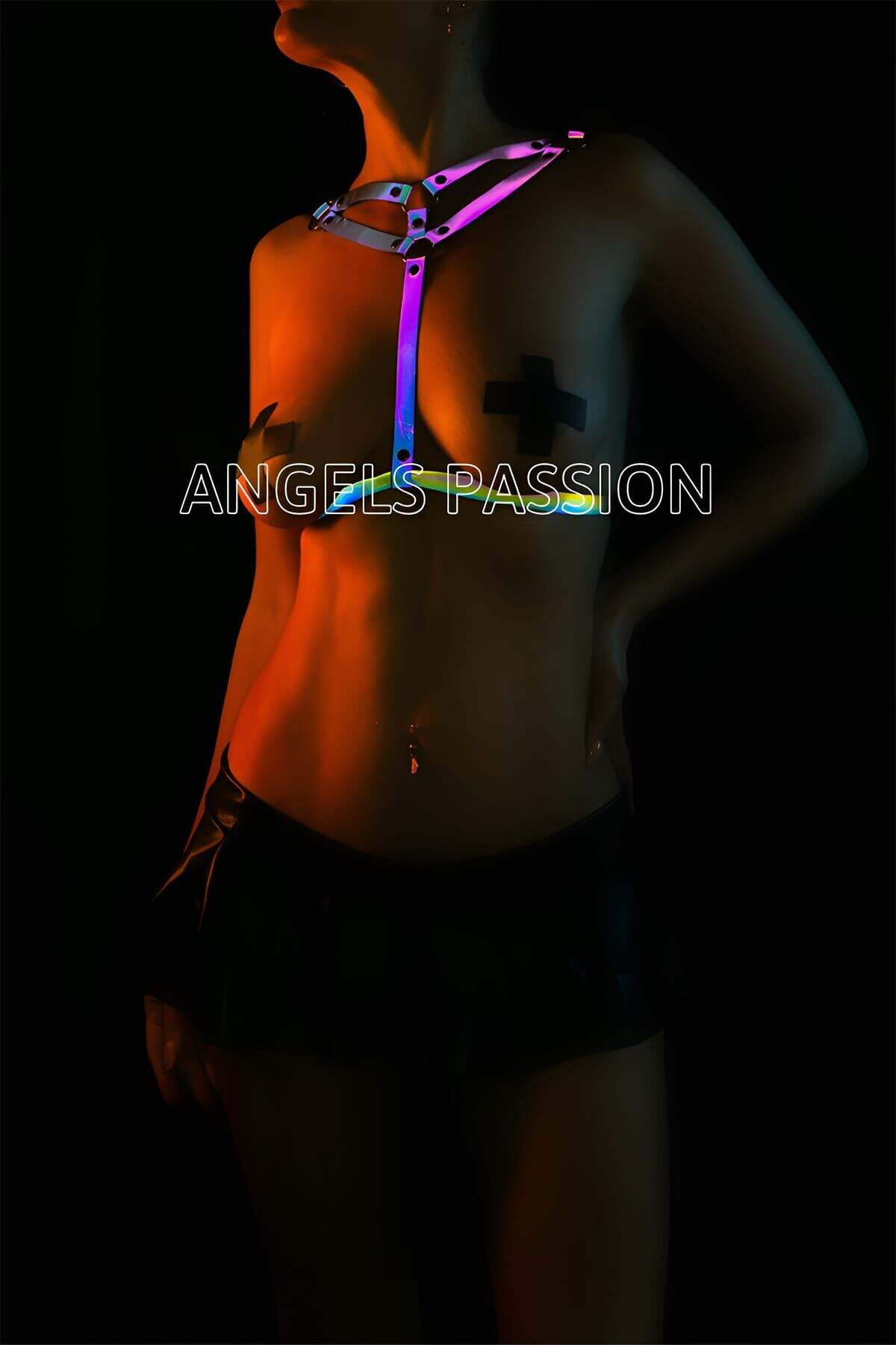 TOPTANBULURUM Renkli Göğüs Üzeri Reflektörlü Harness - Ürün Rengi:Rainbow Reflektör