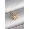 316L Çelik Gold Renk Zirkon Taşlı Kelebek Tragus Piercing - TJ-PR1232