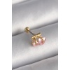 316L Çelik Gold Renk Pembe Zirkon Taşlı Kalp Tragus Piercing - TJ-PR1234