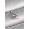 316L Çelik Gümüş Renk Pembe Zirkon Taşlı Kalp Tragus Piercing - TJ-PR1235