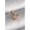 316L Çelik Gold Renk Pembe Zirkon Taşlı Kelebek Tragus Piercing - TJ-PR1240