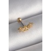 316L Çelik Gold Renk Zirkon Taşlı Çiçek Tragus Piercing - TJ-PR1246