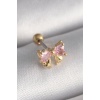 316L Çelik Gold Renk Pembe Zirkon Taşlı Fiyonk Tragus Piercing - TJ-PR1250