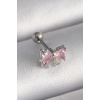 316L Çelik Gümüş Renk Pembe Zirkon Taşlı Fiyonk Tragus Piercing - TJ-PR1251