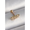 316L Çelik Gold Renk Zirkon Taşlı Yonca Tragus Piercing - TJ-PR1254