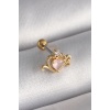 316L Çelik Gold Renk Pembe Mineli Kalp Zirkon Taş Detay Tragus Piercing - TJ-PR1260