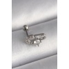 316L Çelik Gümüş Renk Zirkon Taşlı Toplu İğne Tragus Piercing - TJ-PR1275