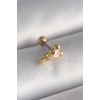 316L Çelik Gold Renk Zirkon Taş Detay Pembe Kalp İşleme Tragus Piercing - TJ-PR1280