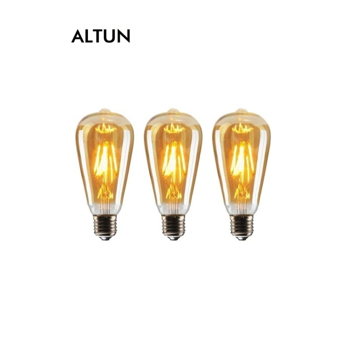 St-64 4 watt sarı (Amber) ışık Rustik Led Ampul 3lü Paket Dekoratif  (Armut Tip) 1 Yıl Garantili RF-4W