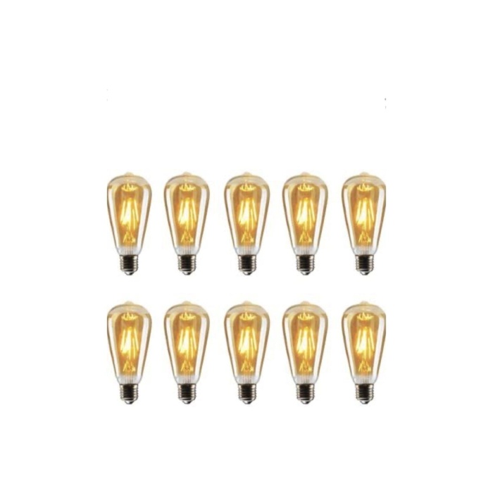 St64 Led 4 watt sarı (Amber) ışık Rustik Ampul Dekoratif 10lu Paket  (Armut Tip) 1 Yıl Garantili RF-4W