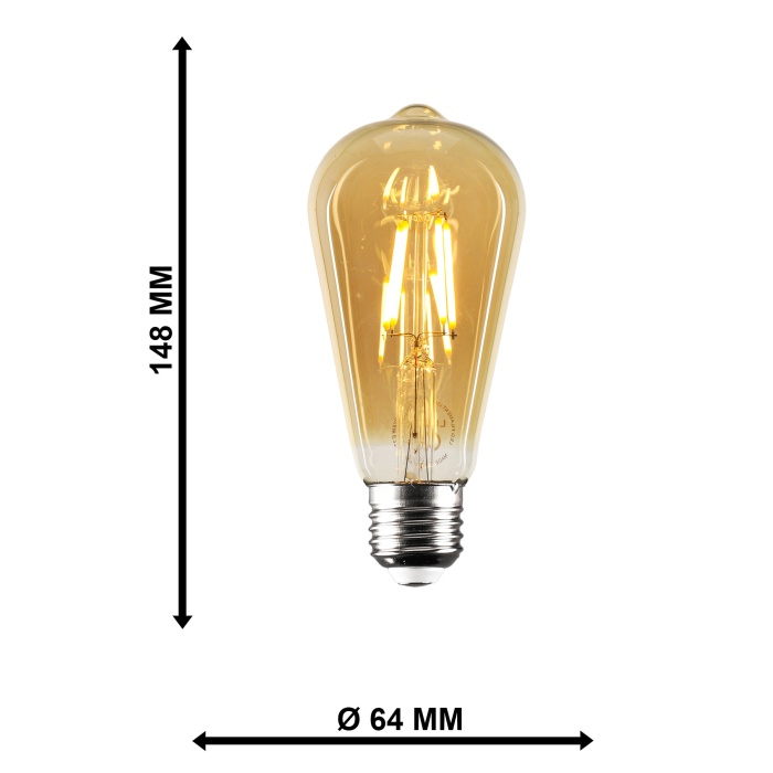 Rustik Led 5 Adet Ampul sarı (Amber) ışık Armut 4 Watt  (Armut Tip) 1 Yıl Garantili RF-4W