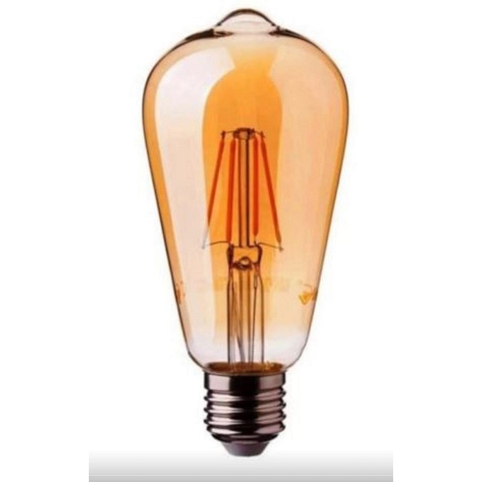 St-64 Flamanlı Rustik 4 watt sarı (Amber) ışık Led Ampul 10lu Dekoratif  (Armut Tip) 1 Yıl Garantili RF-4W