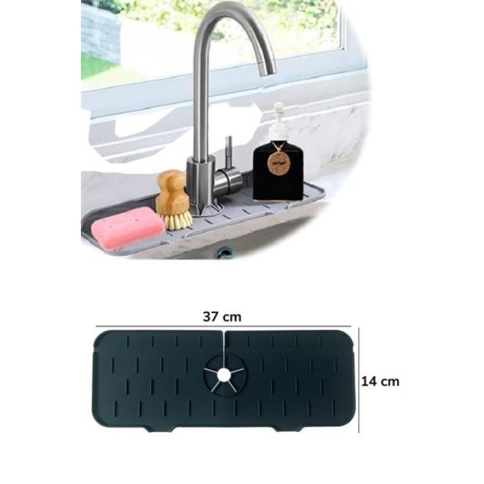 BUFFER® Lavabo İçin Silikon Esnek Mat Musluk Sapı Damlama Tutucu Raf Mutfak Tezgahı Sıçrama Koruma