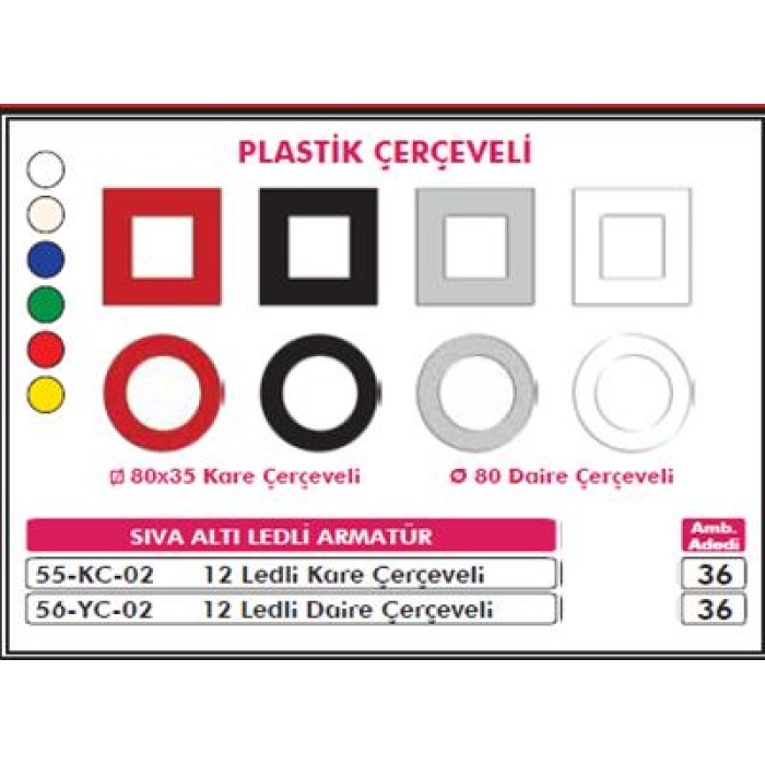 EET SA Daire Plastik Çerçeveli 12 Ledli Armatür 80x380x35