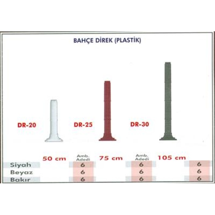 EET Bahçe Direk Siyah Plastik 50 cm