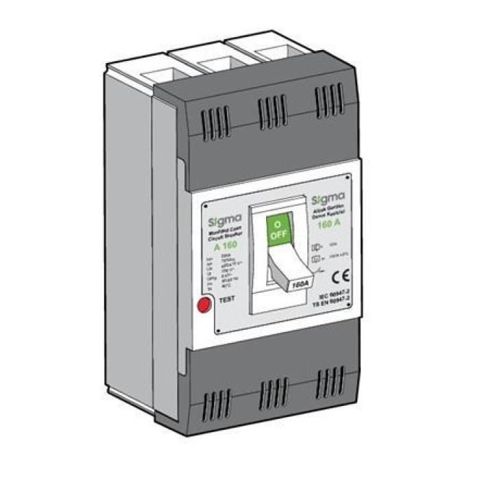 Sigma 160 Amp 3 Kutuplu Termik Manyetik Şalter Sabit Tip 25kA