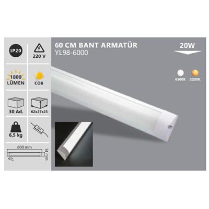 Noas 20W 60cm Led Bant Armatür