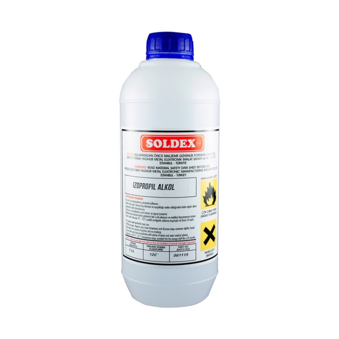 (İPA) İzopropil Alkol 1 Lt %99,9 Saf - Flux Atığı Temizleme, İnceltme (Sanayi Tip), Isopropyl Alcol