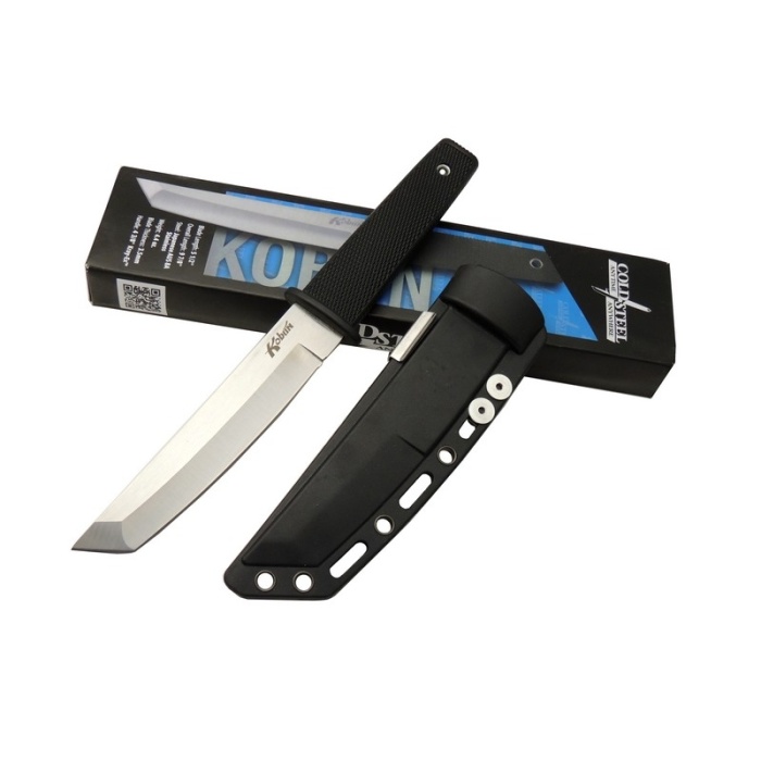 Cold Steel AUS 8A Kobun Tanto Outdoor / Av Bıçağı 25cm - Kılıflı, Kutulu, Siyah Plastik Sap