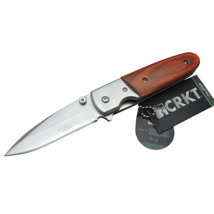 CRKT CR 0083 RD Kamp Çakı 16,5 cm - Ahşap Sap, Otomatik, Kılıflı, Kutulu