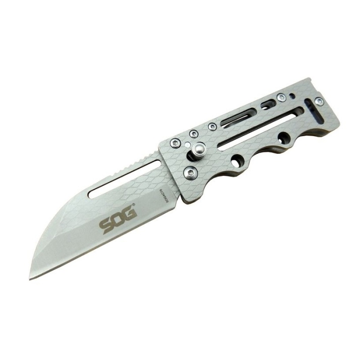 SOG AC78 Gri Yaprak Kamp Çakı 14,5 cm - Metal Sap, Kılıflı