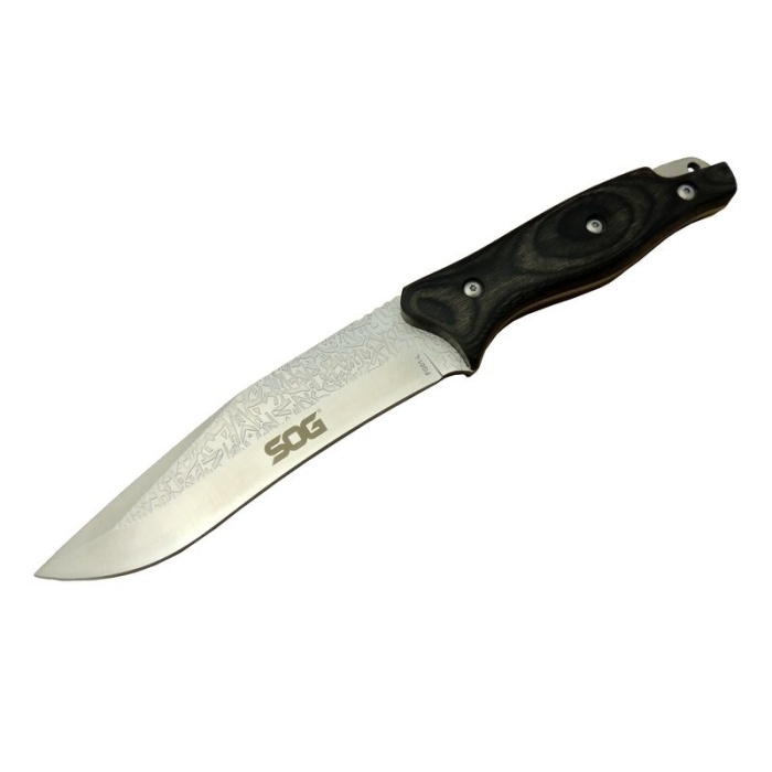 Sog FG01-L Gravürlü Kamp Bıçağı 30 cm - Ahşap Sap, Kılıflı