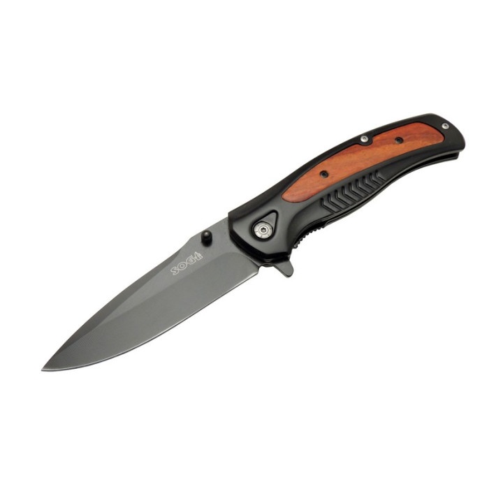 Sog DA315 Bk 22 cm Kamp / Outdoor Çakı  - Yarı Otomatik, Kemerlikli, Kutulu