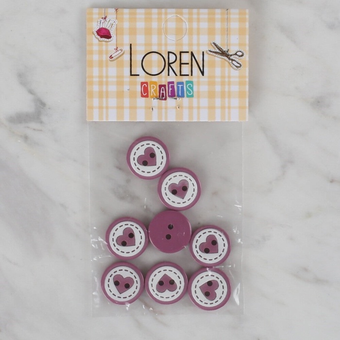 Loren Crafts vişne çürüğü 8 li kalp düğme - 475