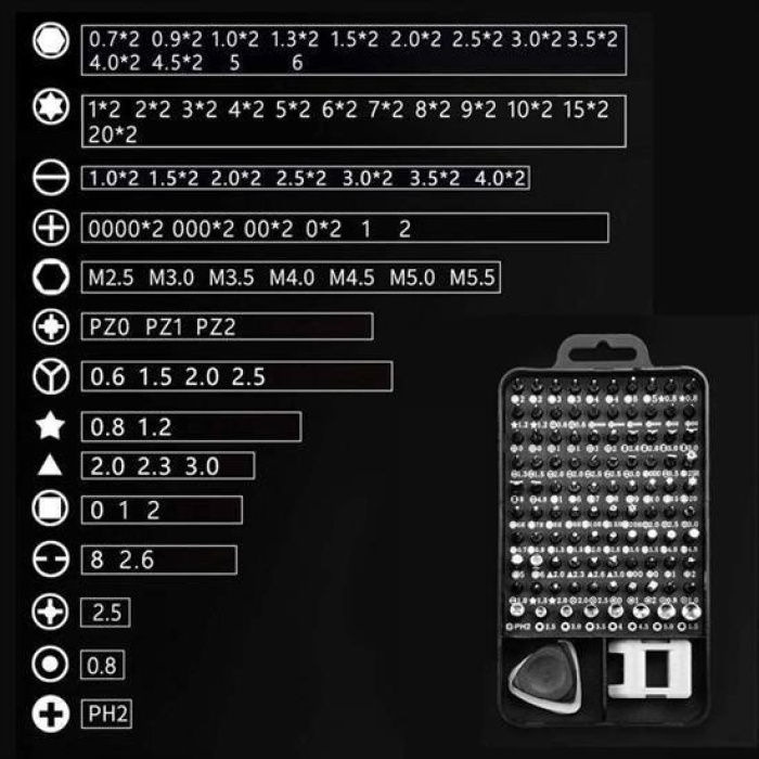 BUFFER® 115 in 1 Hassas Tornavida Onarım Alet Manyetik Sürücü Kitli Elektronik Hassas Tornavida Seti