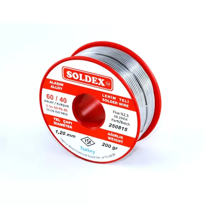 Soldex 60-40 Lehim Teli 200 Gr 0,50 mm - Sn:60 / Pb:40