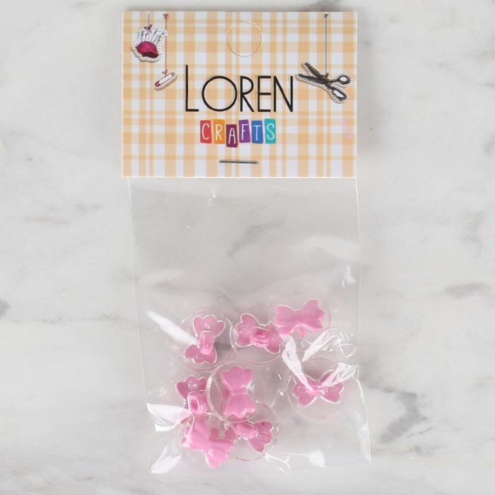 Loren Crafts 8 li Şeffaf Pembe kurdele Düğme - 253