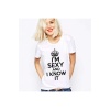 I Know it Baskılı Dar Kesim Kadın Beyaz t-shirt