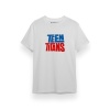 Teen Titans Mavi Kırmızı Yazı Beyaz Kısa kol Erkek Tshirt
