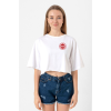 Chicago Fire Logo Beyaz Kadın Crop Tshirt