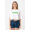 Goosebumps Lettern Beyaz Kadın Crop Tshirt