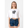 HP Logo Beyaz Kadın Crop Tshirt