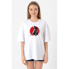 Rurouni Kenshin Samurai Logo Beyaz Kadın Oversize Tshirt