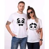 Tshirthane Panda Kurdele Papyon Sevgili Kombinleri Tshirt Çift Kombini