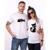 Tshirthane Kedi Ve Balık Cat Fish Sevgili Kombinleri Tshirt Çift Kombini